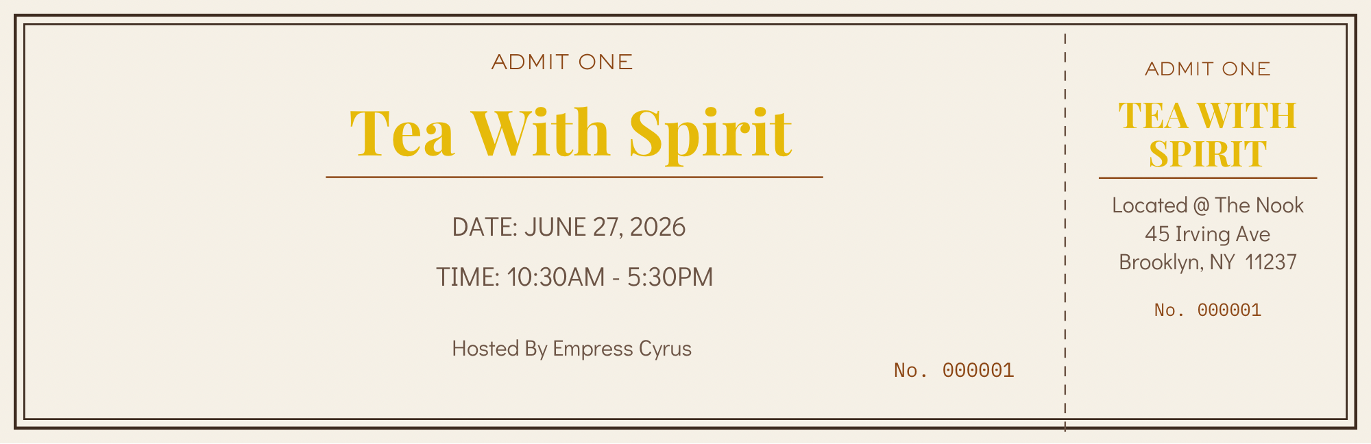 Tea with Spirit Ticket
